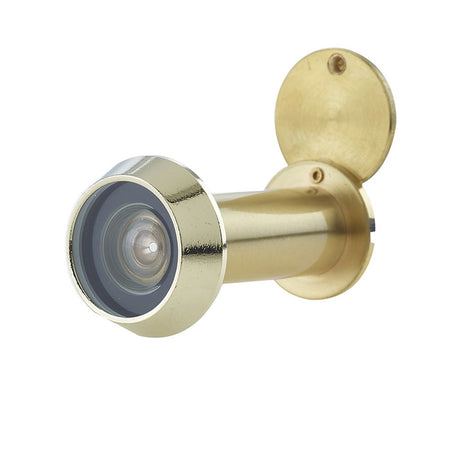 This is an image of Frelan - 200 Degree Door Viewer 35-55mm - Satin Brass available to order from T.H Wiggans Architectural Ironmongery in Kendal, quick delivery and discounted prices.