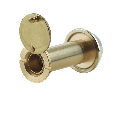This is an image of Frelan - 200 Degree Door Viewer 50-70mm - Polished Brass available to order from T.H Wiggans Architectural Ironmongery in Kendal, quick delivery and discounted prices.