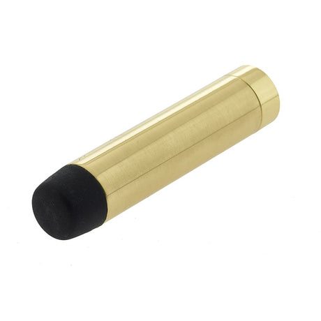 This is an image of Frelan - 70mm Cylinder Wall Mounted Door Stop without Rose - Polished Brass available to order from T.H Wiggans Architectural Ironmongery in Kendal, quick delivery and discounted prices.