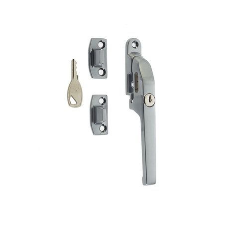This is an image of a Frelan - Modern NV Lockable Casement Fastener - Satin Chrome that is availble to order from T.H Wiggans Architectural Ironmongery in Kendal in Kendal.