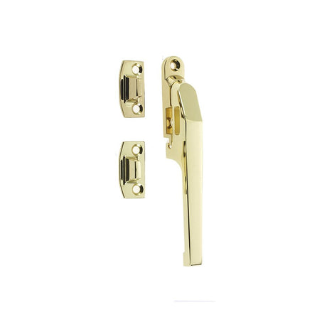 This is an image of a Frelan - Modern NV Non Lockable Casement Fastener - Polished Brass that is availble to order from T.H Wiggans Architectural Ironmongery in Kendal in Kendal.