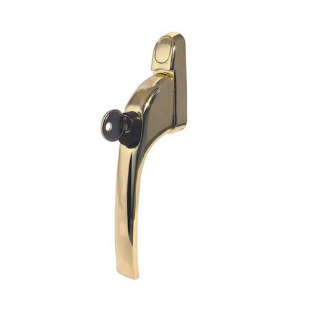 This is an image of a Frelan - Locking Espagnolette Window Fastener - Polished Brass that is availble to order from T.H Wiggans Architectural Ironmongery in Kendal in Kendal.