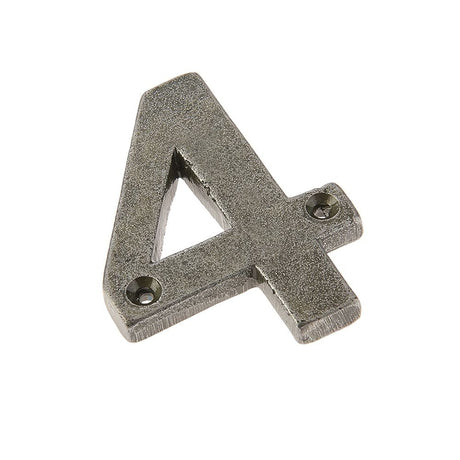 This is an image of Frelan - Valley Forge 75mm Numeral 4 - Pewter available to order from T.H Wiggans Architectural Ironmongery in Kendal, quick delivery and discounted prices.