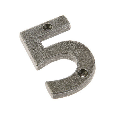 This is an image of Frelan - Valley Forge 75mm Numeral 5 - Pewter available to order from T.H Wiggans Architectural Ironmongery in Kendal, quick delivery and discounted prices.