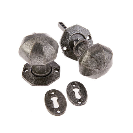 This is an image of Frelan - Valley Forge Octagonal Mortice Knobs - Pewter available to order from T.H Wiggans Architectural Ironmongery in Kendal, quick delivery and discounted prices.