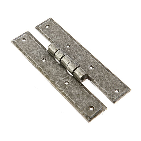 This is an image of a Frelan - Vally Forge 66 x 155mm H-Hinges - Pewter that is availble to order from T.H Wiggans Architectural Ironmongery in in Kendal.