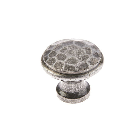 This is an image of a Frelan - Valley Forge 20mm Hammered Cabinet Knobs - Pewter that is availble to order from T.H Wiggans Architectural Ironmongery in Kendal in Kendal.