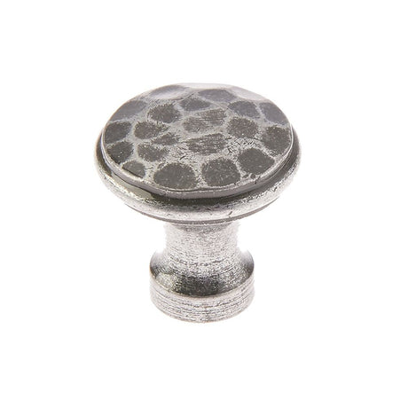 This is an image of a Frelan - Valley Forge 30mm Hammered Cabinet Knobs - Pewter that is availble to order from T.H Wiggans Architectural Ironmongery in Kendal in Kendal.