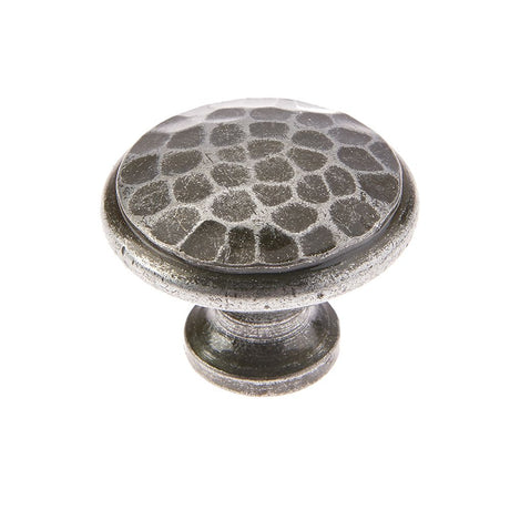 This is an image of a Frelan - Valley Forge 40mm Hammered Cabinet Knobs - Pewter that is availble to order from T.H Wiggans Architectural Ironmongery in Kendal in Kendal.
