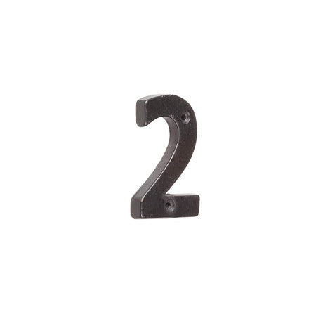 This is an image of Frelan - Valley Forge 75mm Numeral 2 - Black available to order from T.H Wiggans Architectural Ironmongery in Kendal, quick delivery and discounted prices.