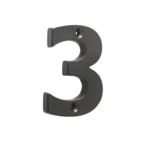 This is an image of Frelan - Valley Forge 75mm Numeral 3 - Black available to order from T.H Wiggans Architectural Ironmongery in Kendal, quick delivery and discounted prices.