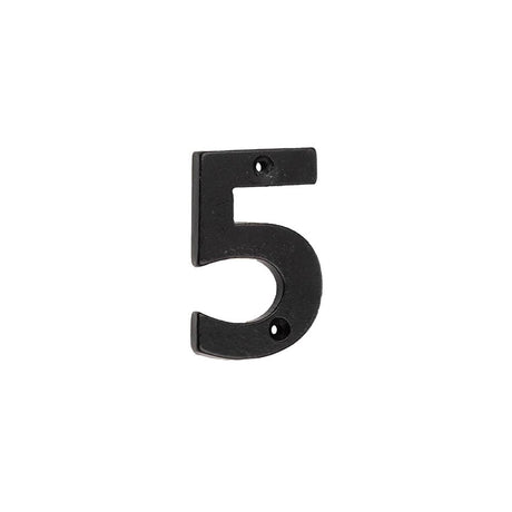 This is an image of Frelan - Valley Forge 75mm Numeral 5 - Black available to order from T.H Wiggans Architectural Ironmongery in Kendal, quick delivery and discounted prices.