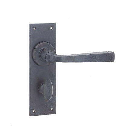 This is an image of Frelan - Valley Forge Bathroom Lock Handles on Backplate - Beeswax available to order from T.H Wiggans Architectural Ironmongery in Kendal, quick delivery and discounted prices.