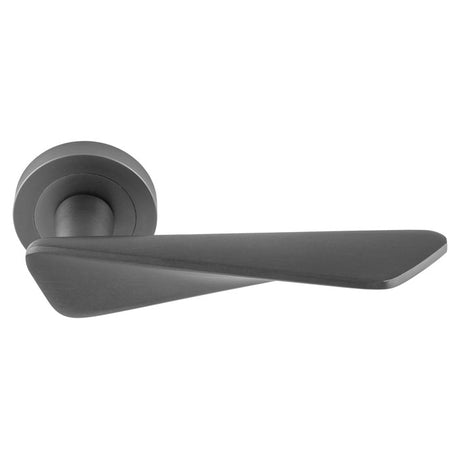 This is an image of a Manital - Intona Lever on Round Rose - Anthracite in5ant that is availble to order from T.H Wiggans Ironmongery in Kendal.
