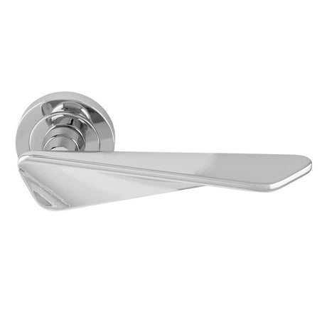 This is an image of a Manital - Intona Lever on Round Rose - Polished Chrome in5cp that is availble to order from T.H Wiggans Ironmongery in Kendal.
