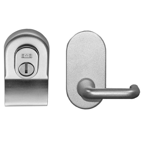 This is an image of Eurospec - Security Cylinder Pull with Mini Lever - Satin Chrome available to order from T.H Wiggans Architectural Ironmongery in Kendal, quick delivery and discounted prices.