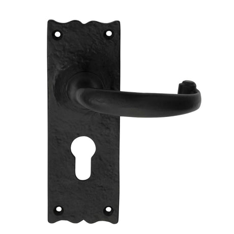 This is an image of Ludlow - Traditional Lever on Euro Lock Backplate - Black Antique available to order from T.H Wiggans Architectural Ironmongery in Kendal, quick delivery and discounted prices.
