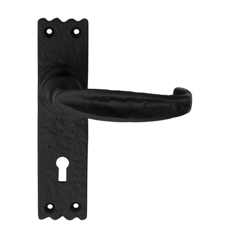 This is an image of Ludlow - Slimline V Lever on Lock Backplate - Black Antique available to order from T.H Wiggans Architectural Ironmongery in Kendal, quick delivery and discounted prices.