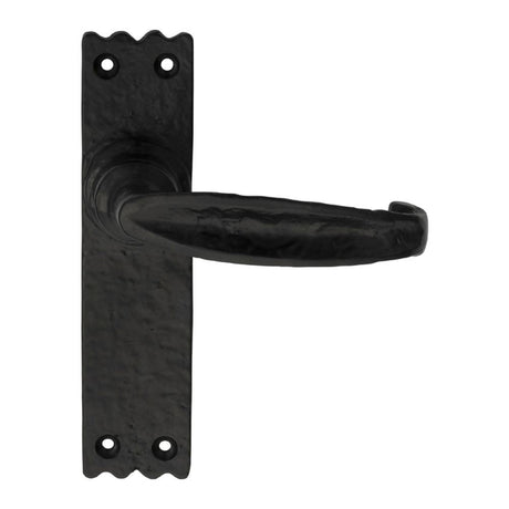 This is an image of Ludlow - Slimline V Lever on Latch Backplate - Black Antique available to order from T.H Wiggans Architectural Ironmongery in Kendal, quick delivery and discounted prices.
