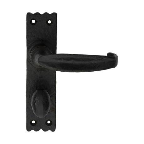 This is an image of Ludlow - Slimline V Lever on Bathroom Backplate - Black Antique available to order from T.H Wiggans Architectural Ironmongery in Kendal, quick delivery and discounted prices.