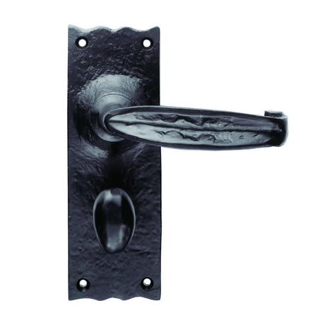 This is an image of Ludlow - Traditional V Lever on WC Backplate - Black Antique available to order from T.H Wiggans Architectural Ironmongery in Kendal, quick delivery and discounted prices.