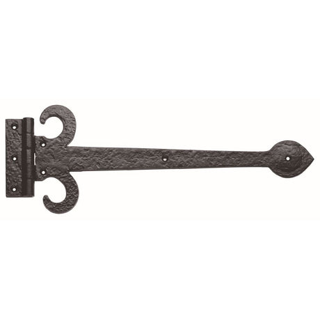 This is an image of a Ludlow - Sword Hinge 422mm - Black Antique that is availble to order from T.H Wiggans Architectural Ironmongery in in Kendal.