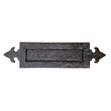 This is an image of Ludlow - Fleur de Lys Letter plate 365 x 90mm - Black Antique available to order from T.H Wiggans Architectural Ironmongery in Kendal, quick delivery and discounted prices.