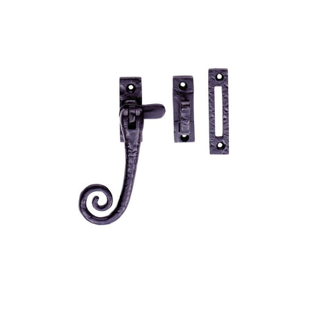 This is an image of a Ludlow - Curly Tail Casement Fastener - Black Antique that is availble to order from T.H Wiggans Architectural Ironmongery in Kendal in Kendal.