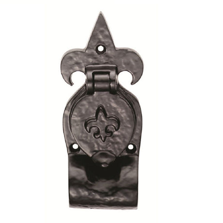 This is an image of Ludlow - Fleur de lys' Rim Cylinder Pull - Black Antique available to order from T.H Wiggans Architectural Ironmongery in Kendal, quick delivery and discounted prices.