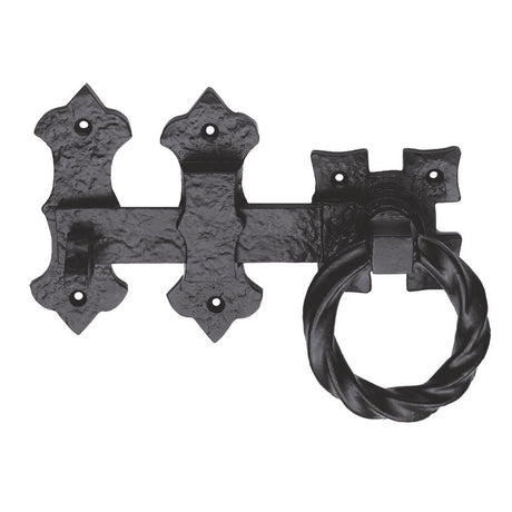 This is an image of Ludlow - Ring Handle Gate Latch - Black Antique available to order from T.H Wiggans Architectural Ironmongery in Kendal, quick delivery and discounted prices.