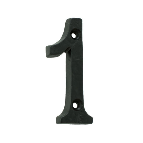 This is an image of Ludlow - Numeral 1 (Face Fix) - Black Antique available to order from T.H Wiggans Architectural Ironmongery in Kendal, quick delivery and discounted prices.
