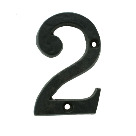 This is an image of Ludlow - Numeral 2 (Face Fix) - Black Antique available to order from T.H Wiggans Architectural Ironmongery in Kendal, quick delivery and discounted prices.