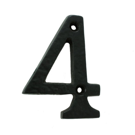 This is an image of Ludlow - Numeral 4 (Face Fix) - Black Antique available to order from T.H Wiggans Architectural Ironmongery in Kendal, quick delivery and discounted prices.