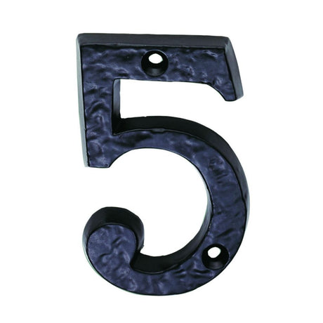This is an image of Ludlow - Numeral 5 (Face Fix) - Black Antique available to order from T.H Wiggans Architectural Ironmongery in Kendal, quick delivery and discounted prices.