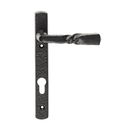 This is an image of Ludlow - Narrow Plate - Straight Lever Furniture 92mm c/c - Black Antique available to order from T.H Wiggans Architectural Ironmongery in Kendal, quick delivery and discounted prices.