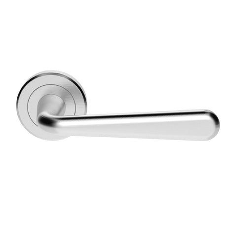 This is an image of Eurospec - Lever on Rose - Satin Chrome available to order from T.H Wiggans Architectural Ironmongery in Kendal, quick delivery and discounted prices.