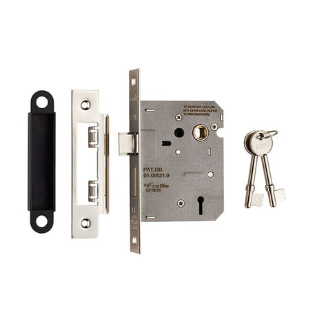 This is an image of a Eurospec - Contract 3 Lever Sashlock 76mm - Nickel Plate that is availble to order from T.H Wiggans Architectural Ironmongery in Kendal.