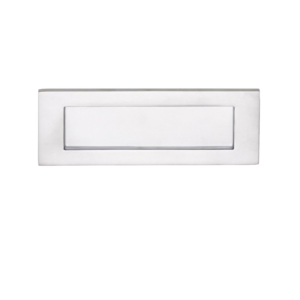 This is an image of Carlisle Brass - Plain Letter Plate 277.5 x 95mm - Satin Chrome available to order from T.H Wiggans Architectural Ironmongery in Kendal, quick delivery and discounted prices.