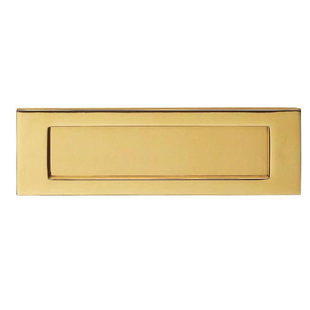 This is an image of Carlisle Brass - Plain Letter Plate 305.5 x 104mm - Polished Brass available to order from T.H Wiggans Architectural Ironmongery in Kendal, quick delivery and discounted prices.