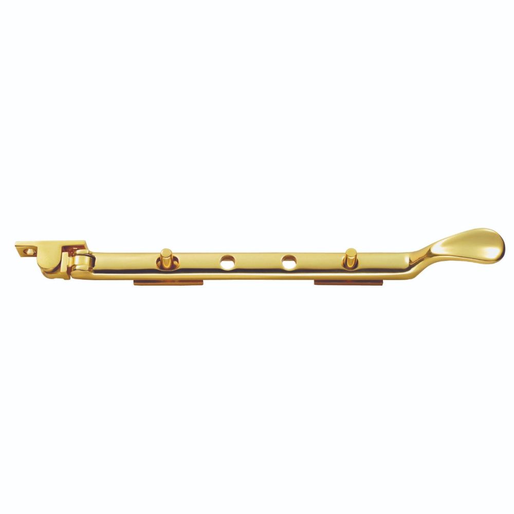 This is an image of a Carlisle Brass - Victorian Casement Stay 300mm - Polished Brass that is availble to order from T.H Wiggans Architectural Ironmongery in Kendal in Kendal.
