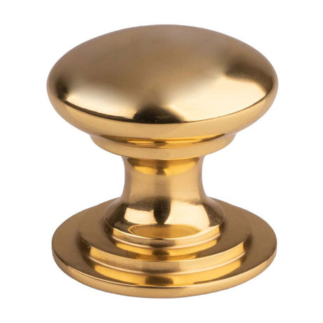 This is an image of a FTD - Victorian Cupboard Knob 38mm - Polished Brass that is availble to order from T.H Wiggans Architectural Ironmongery in Kendal in Kendal.