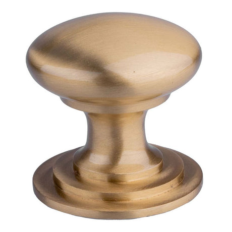 This is an image of a FTD - Victorian Cupboard Knob 42mm - Satin Brass that is availble to order from T.H Wiggans Architectural Ironmongery in Kendal in Kendal.