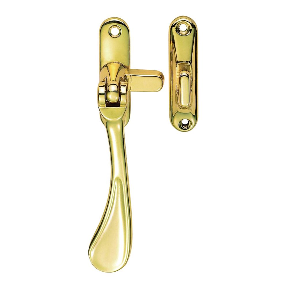 This is an image of a Carlisle Brass - Casement Fastener Reversible - Polished Brass that is availble to order from T.H Wiggans Architectural Ironmongery in Kendal in Kendal.