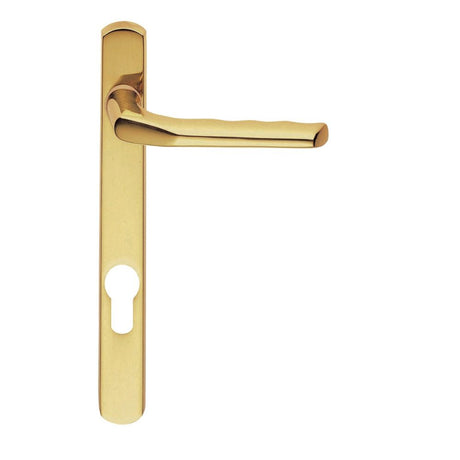 This is an image of Carlisle Brass - Narrow Plate with Straight Lever 92mm c/c - Polished Brass available to order from T.H Wiggans Architectural Ironmongery in Kendal, quick delivery and discounted prices.