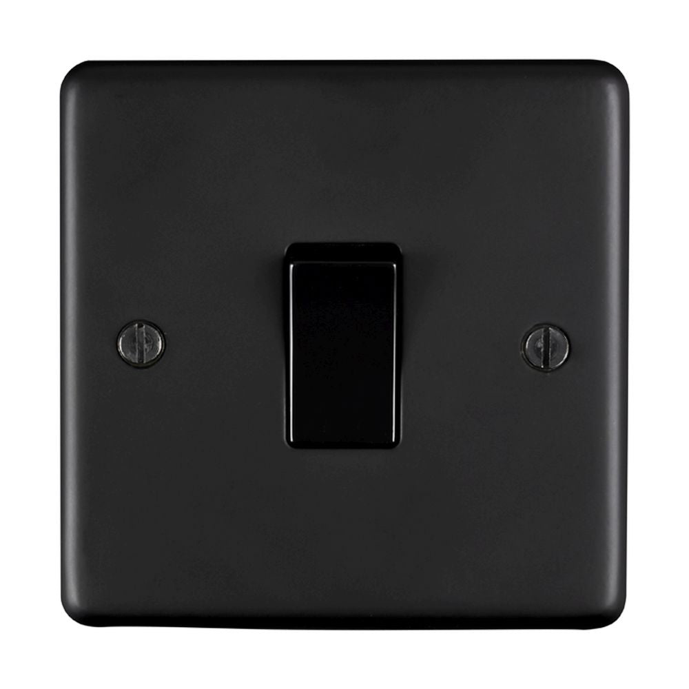 This is an image showing Eurolite Stainless Steel 1 Gang Switch - Matt Black (With Black Trim) mb1swb available to order from T.H. Wiggans Ironmongery in Kendal, quick delivery and discounted prices.