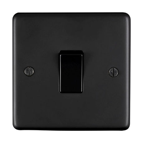 This is an image showing Eurolite Stainless Steel 1 Gang Switch - Matt Black (With Black Trim) mb1swb available to order from T.H. Wiggans Ironmongery in Kendal, quick delivery and discounted prices.