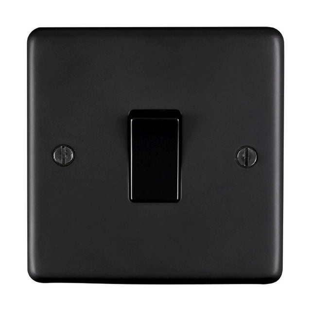 This is an image showing Eurolite Stainless Steel 1 Gang Switch - Matt Black (With Black Trim) mb1swb available to order from T.H. Wiggans Ironmongery in Kendal, quick delivery and discounted prices.