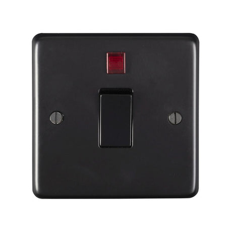 This is an image showing Eurolite Stainless Steel 20Amp Switch with Neon Indicator - Matt Black (With Black Trim) mb20aswnb available to order from T.H. Wiggans Ironmongery in Kendal, quick delivery and discounted prices.