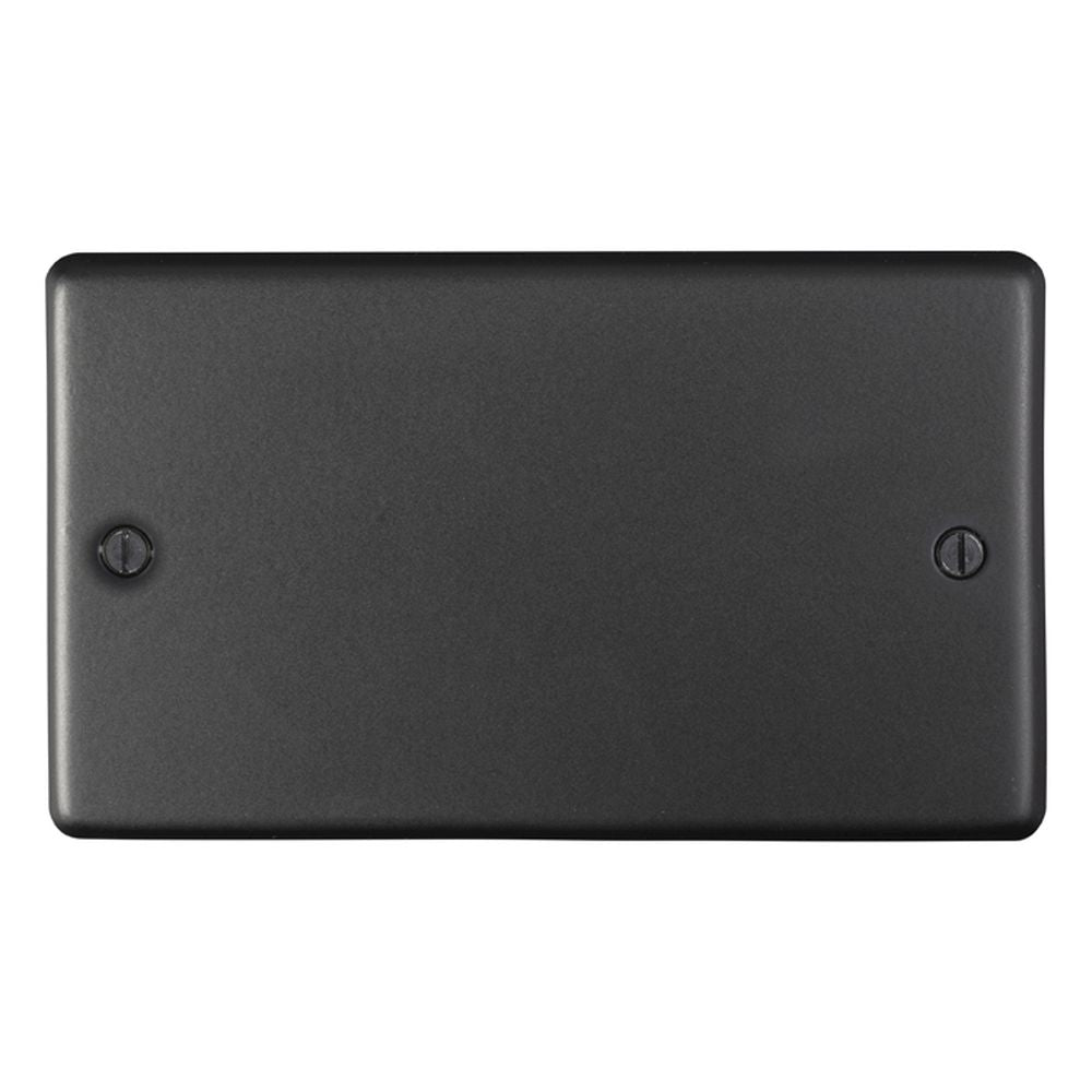 This is an image showing Eurolite Stainless Steel Double Blank Plate - Matt Black (With Black Trim) mb2b available to order from T.H. Wiggans Ironmongery in Kendal, quick delivery and discounted prices.