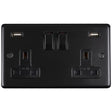 This is an image showing Eurolite Stainless steel 2 Gang Usb Socket - Matt Black (With Black Trim) mb2usbb available to order from T.H. Wiggans Ironmongery in Kendal, quick delivery and discounted prices.